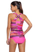 Rosy Bandeau Bikini Swimsuit Printed Vest Tunic